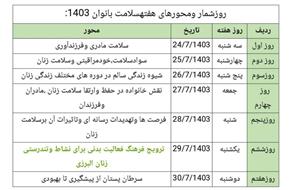 روز شمار ومحورهای هفته سلامت بانوان